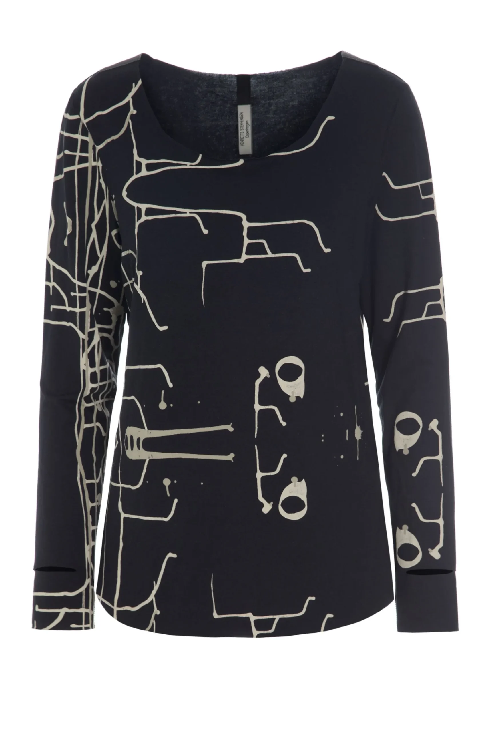 Henriette Steffensen Copenhagen BLUSE | 96042 ART PRINT BLACK Fashion