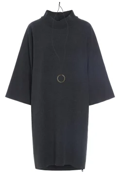 Henriette Steffensen Copenhagen KLEID MIT HOHEM HALS | 3243 SOFT BLACK New