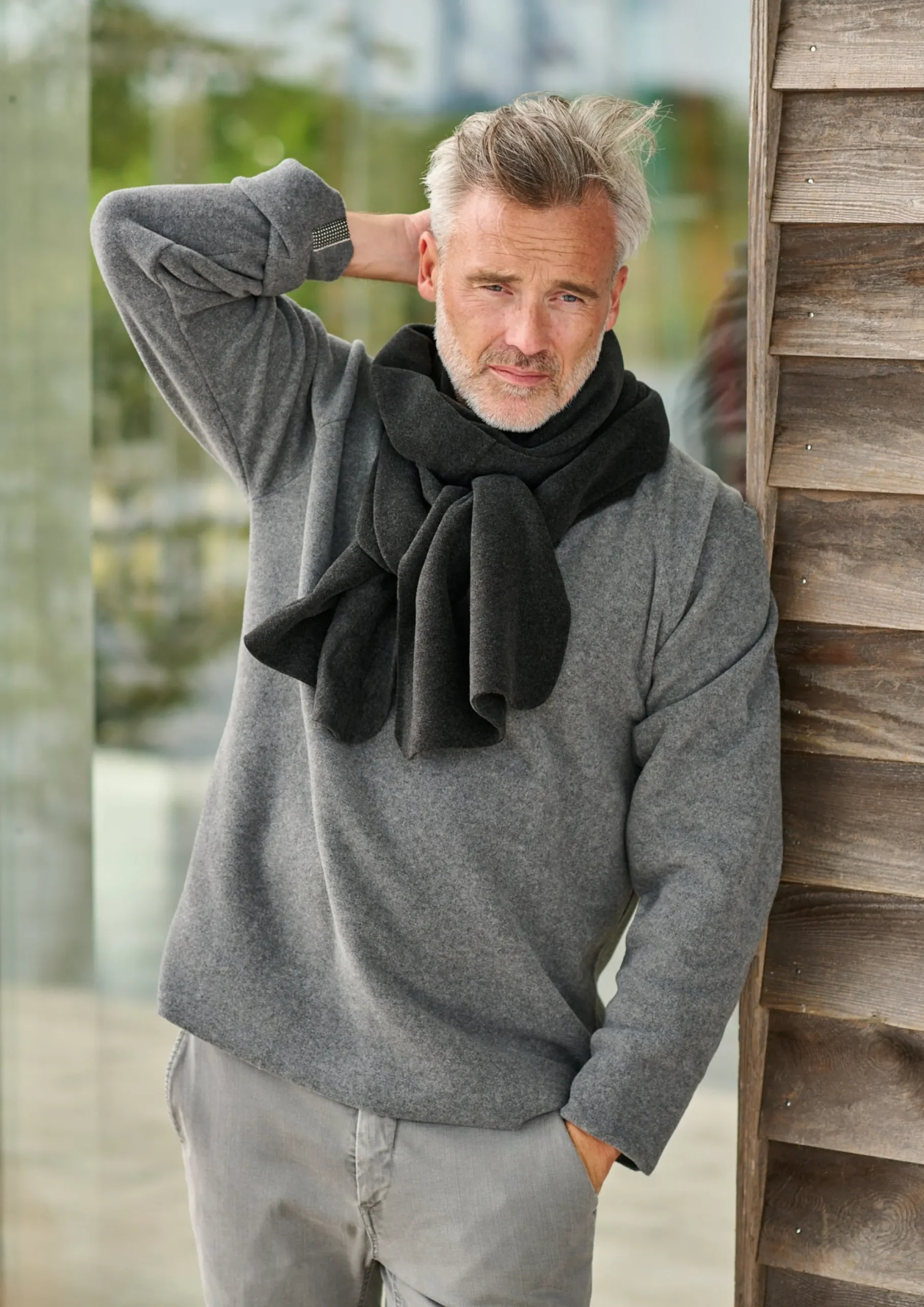 Henriette Steffensen Copenhagen SCHAL AUS WEICHEM FLEECE | 1004C SOFT BLACK Shop